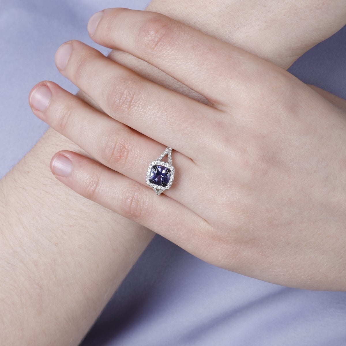 Tanzanite Cushion Cut Ring